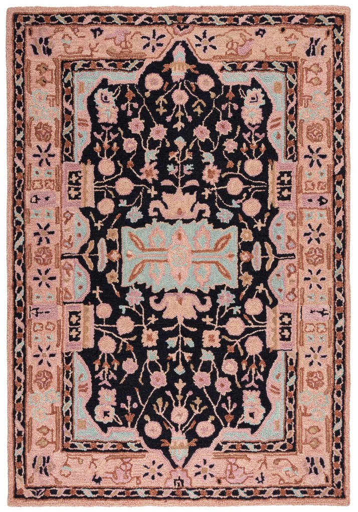 Kusový koberec Wool Loop Blossom Pink/Black, 120x170, ružová, obývacia izba, Flair Rugs