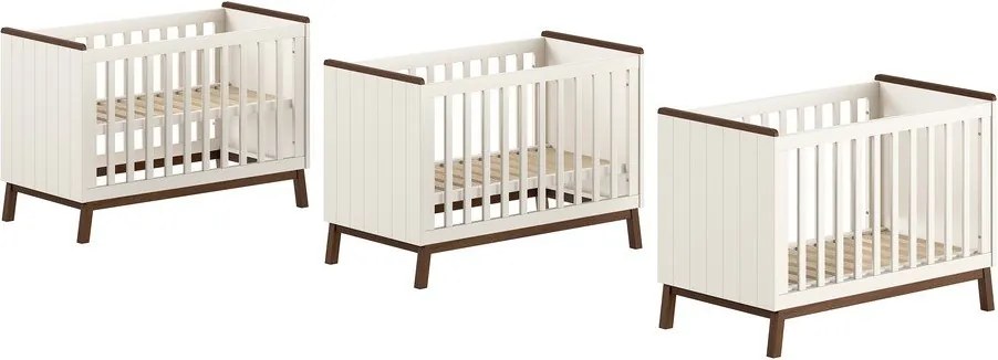 Béžová postieľka z borovicového dreva s nastaviteľnou výškou 60x120 cm Sezane – Vipack