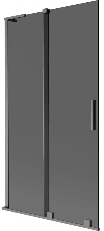 Mexen Velar L, 2-krídlová posuvná vaňová zástena 100 x 150 cm, 8mm šedé sklo, brúsený grafit, 896-100-003-41-66