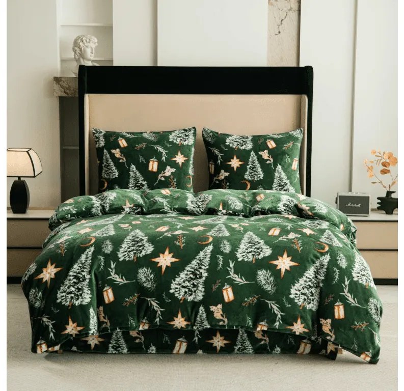 Obliečky mikroplyš GREEN CHRISTMAS zelené Rozmer obliečky: 70 x 90 cm | 140 x 200 cm
