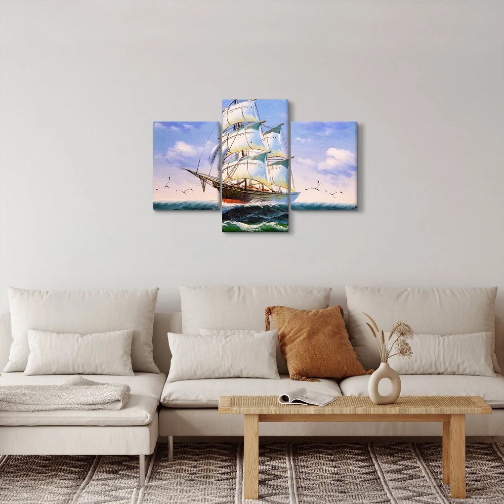 Obraz lode na vlnách (90x60 cm)