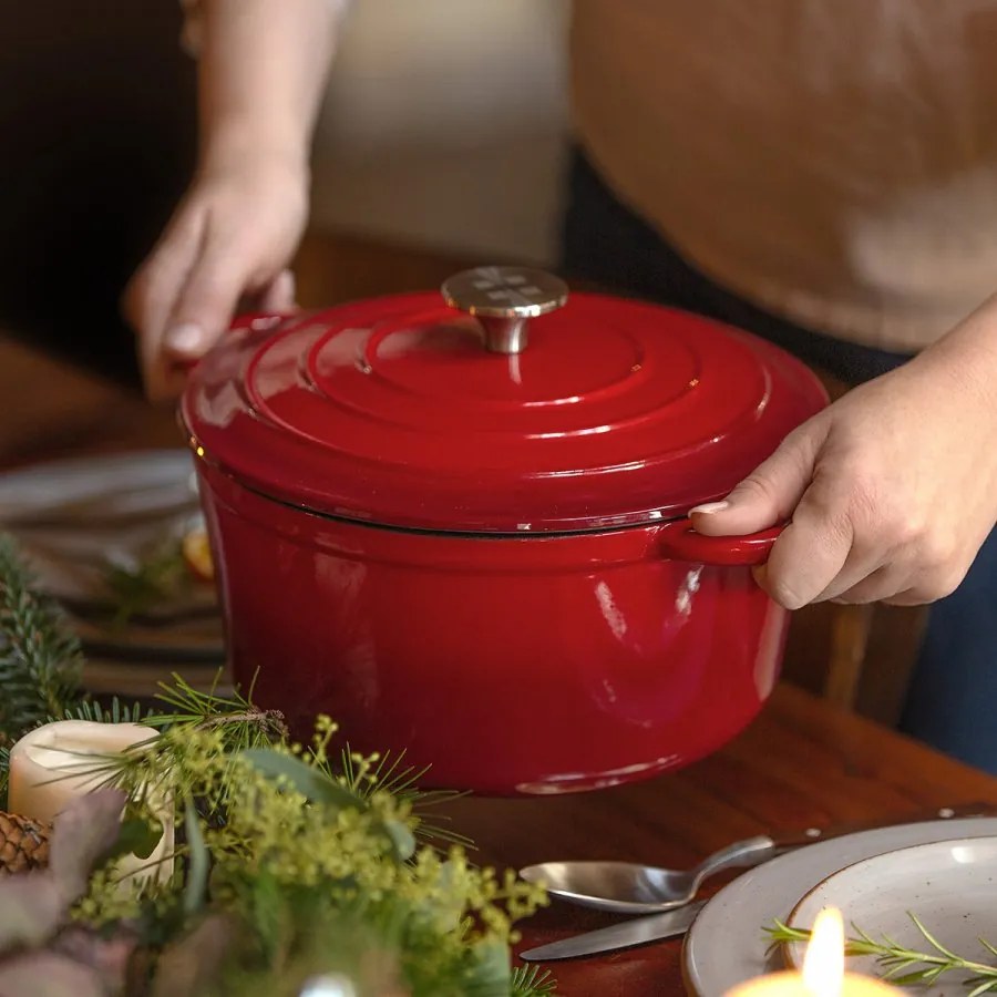 Liatinový hrniec smaltovaný červený ø 24 cm - Jupiter Lunasol - 601291