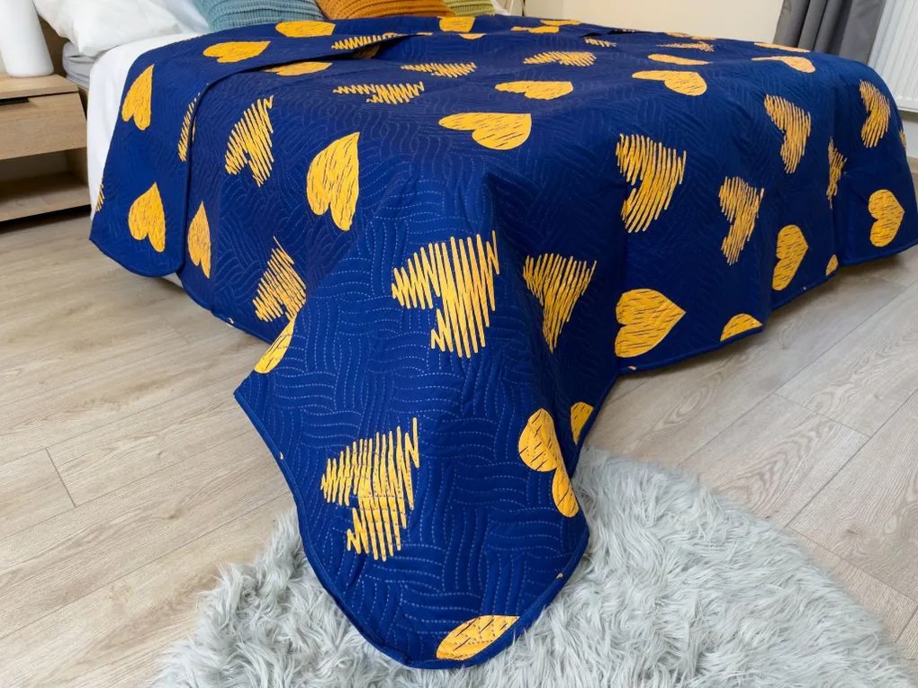 Prehoz na posteľ GOLBINO, tmavomodrý Rozmer: 170 x 210 cm