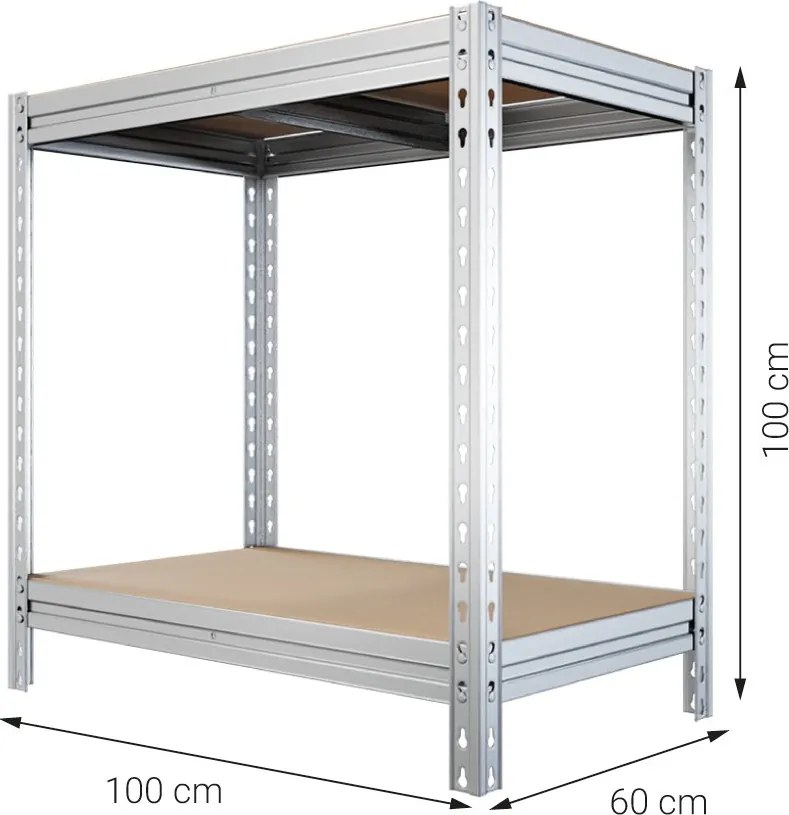Dielenský stôl, 100x100x60, zinok, DTD police