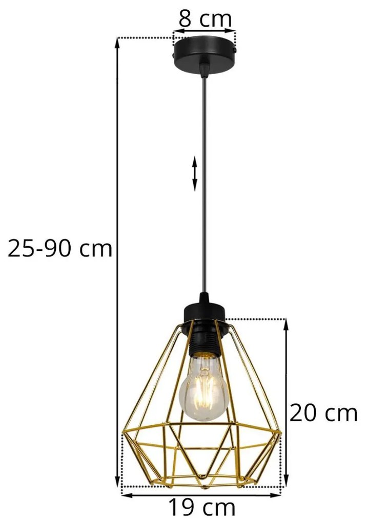Závesné svietidlo FUSION, 1x zlaté drôtené tienidlo