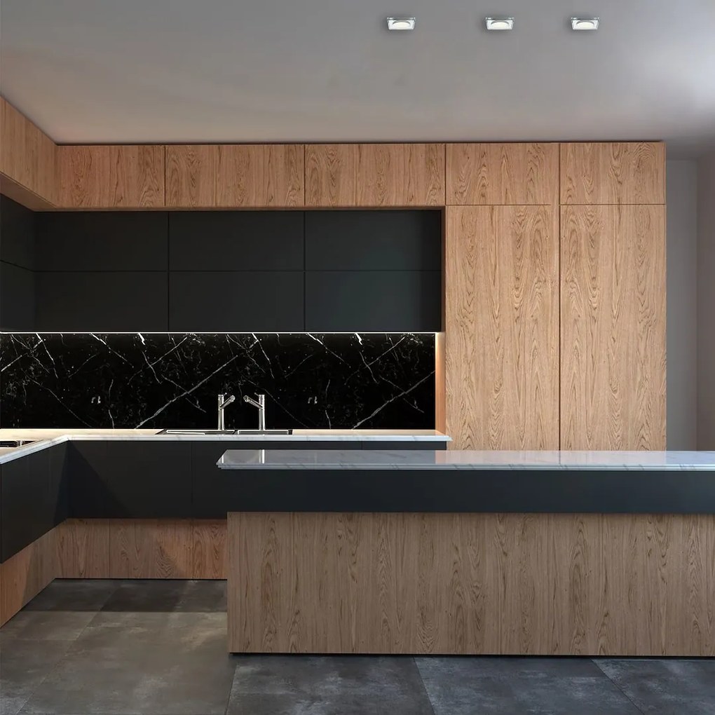 Ecolamp Podhľadové svietidlo Glass Square, 1x sklenené/strieborné kovové tienidlo, s