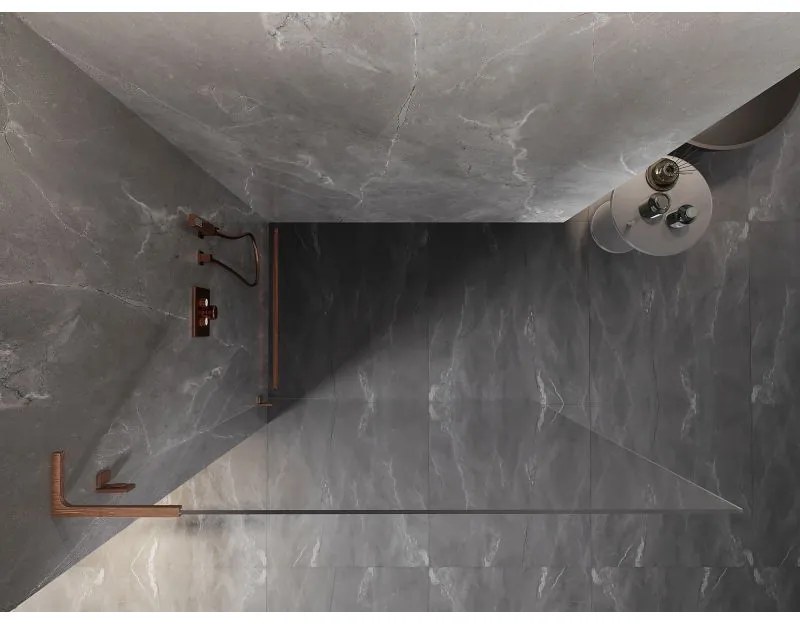 Mexen Lunar L sprchová stena ľavá 60 x 200 cm, 8mm číre sklo, medená matná, 830L-060-000-65-00-L