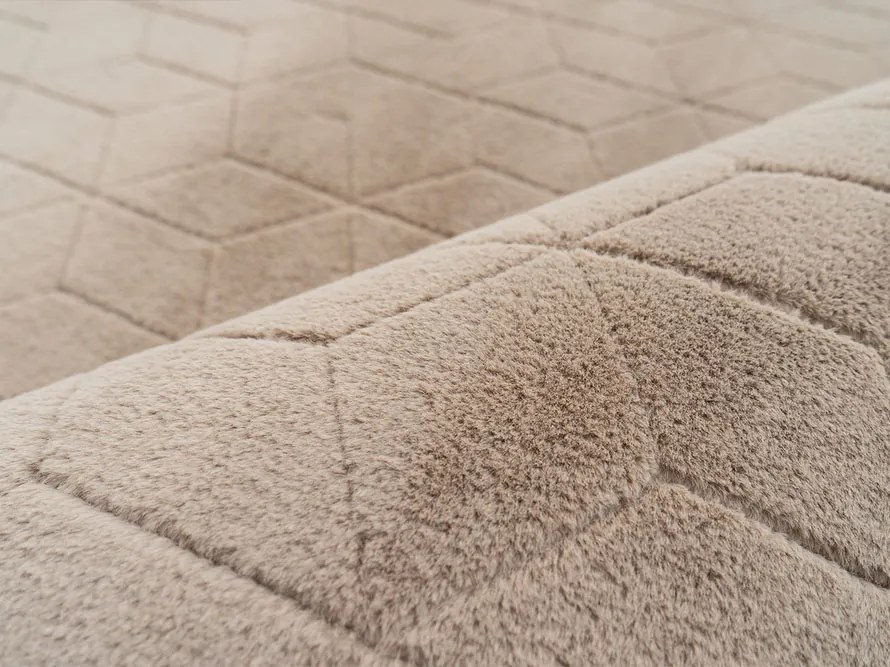 TZ Béžový okrúhly koberec 3D Rabbit Rozmer: 150