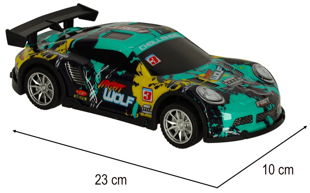 KIK Športové RC auto na diaľkové ovládanie, modro-zelené, 23 cm