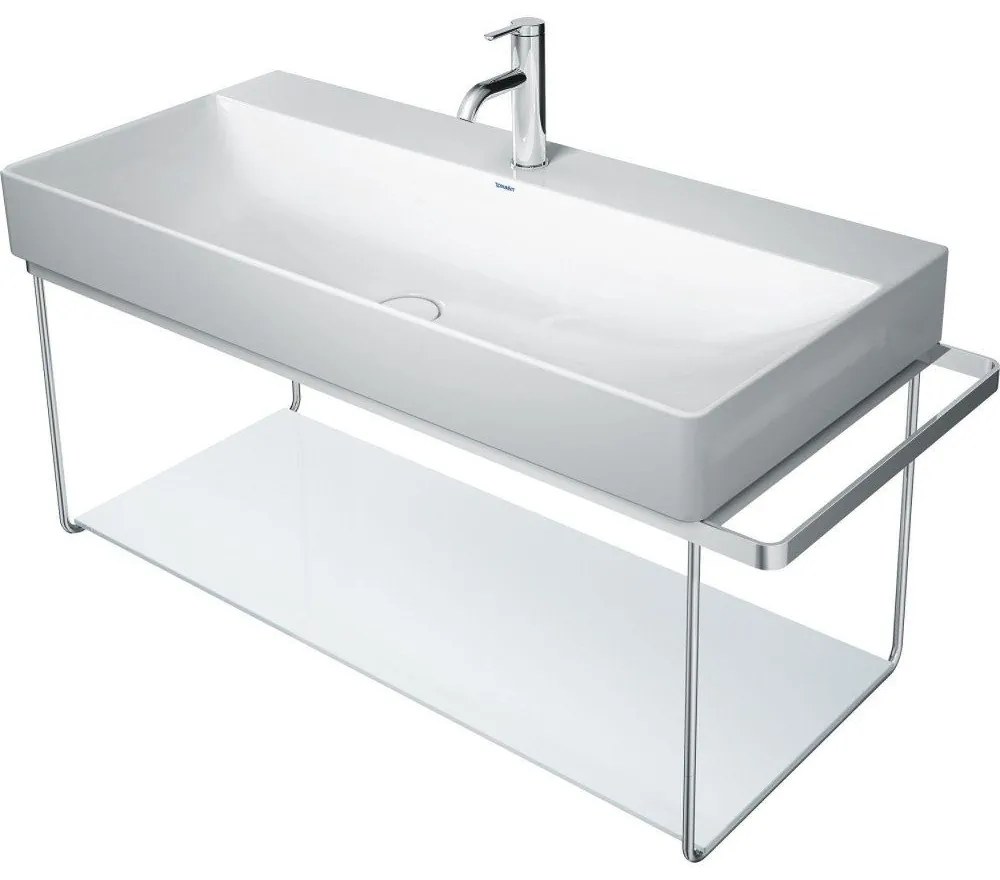 DURAVIT DuraSquare sklenená polička pre kovové podstavce 003103 a 003104, 970 x 380 x 8 mm, biela, 0099658300