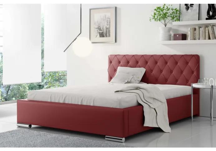 Čalúnená manželská posteľ Piero 120x200, červená eko koža