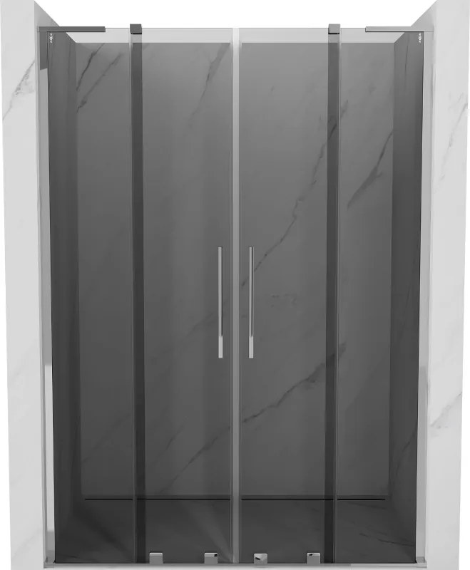 Mexen Velar L Duo, posuvné sprchové dvere do otvoru 140 cm, 8mm šedé sklo, chrómová, 871-140-003-42-01