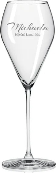 Pieskovaný pohár na prosecco s menom