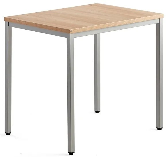 Stolík QBUS, 800x600 mm, strieborná, dub