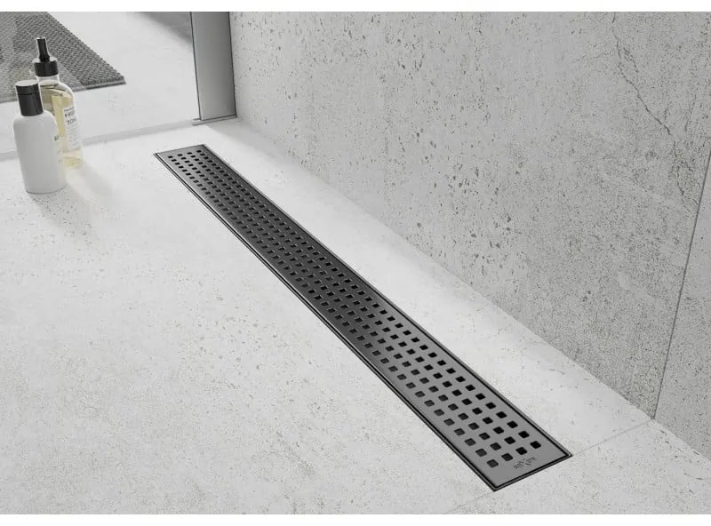 Mexen Flat nerezový sprchový žľab 70cm, vzor M08, čierna matná, 1725070-15