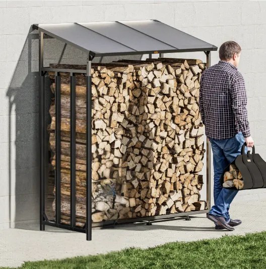Prístrešok na palivové drevo CORINA, 198x163x70cm, antracitová/zelená Gardebruk