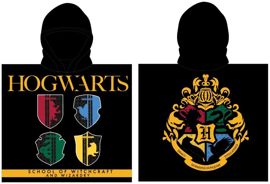 Detské plážové pončo - osuška s kapucňou Harry Potter - 55 x 110 cm