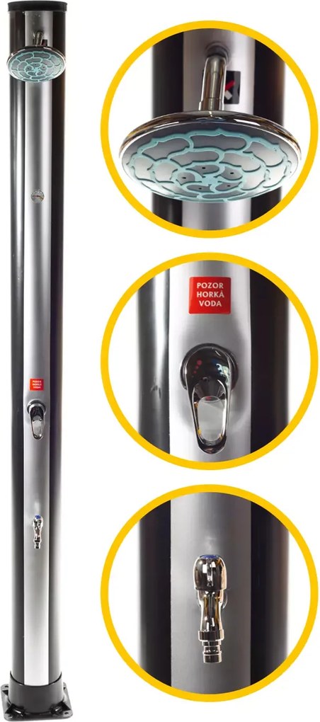 Solárna sprcha Hawaj 38 l čierno-strieborná