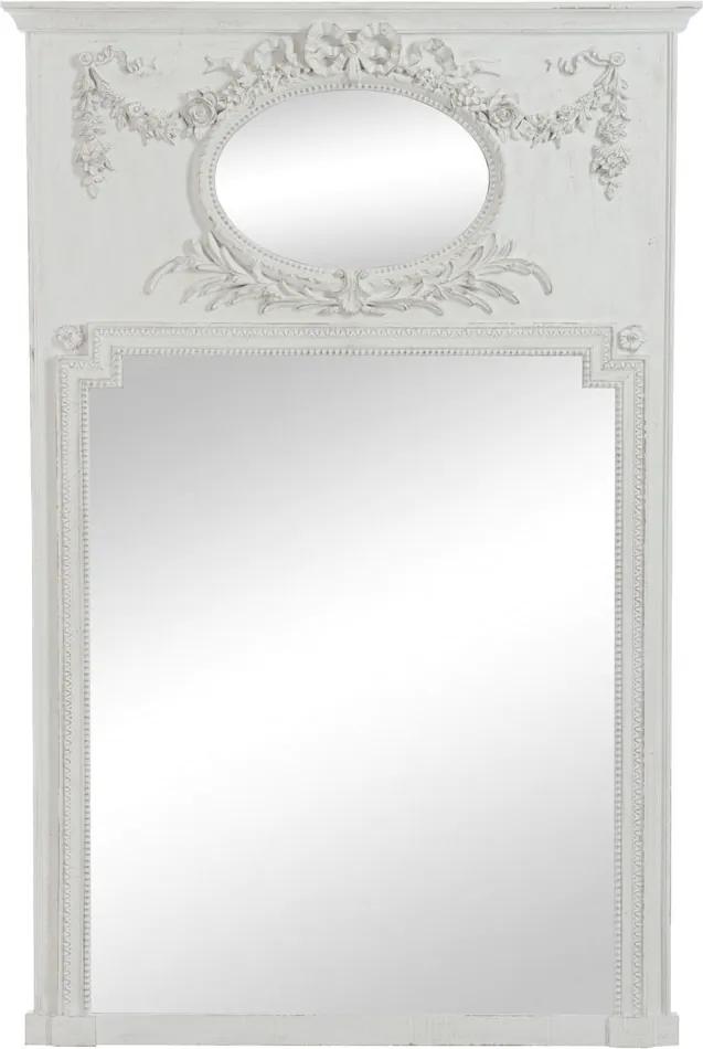 Šedé drevené nástenné zrkadlo s ornamentmi - 106 * 5 * 160cm