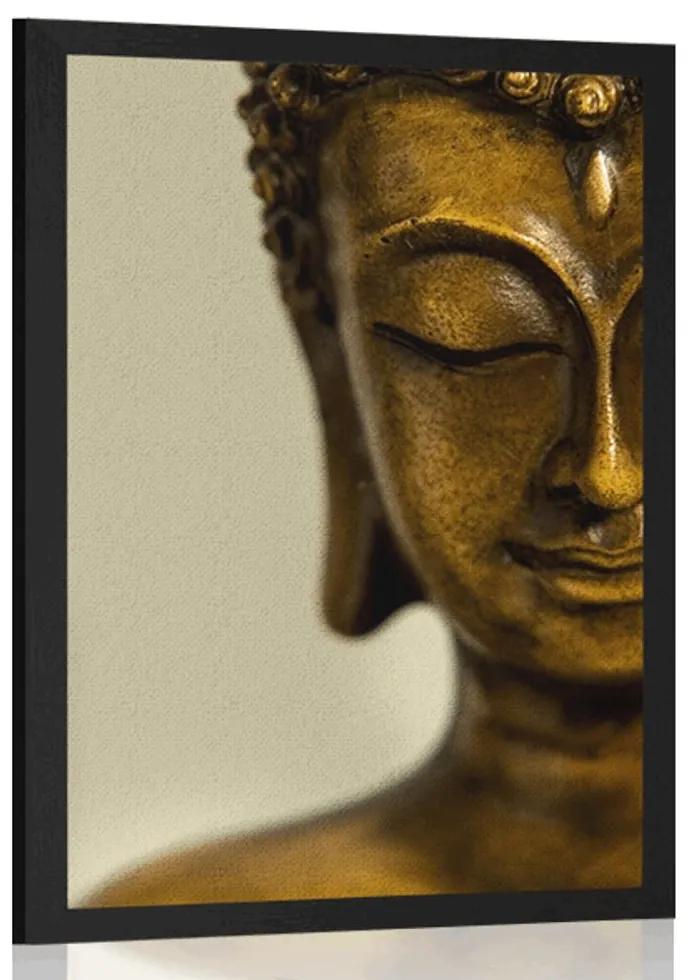 Plagát bronzová hlava Budhu - 20x30 black