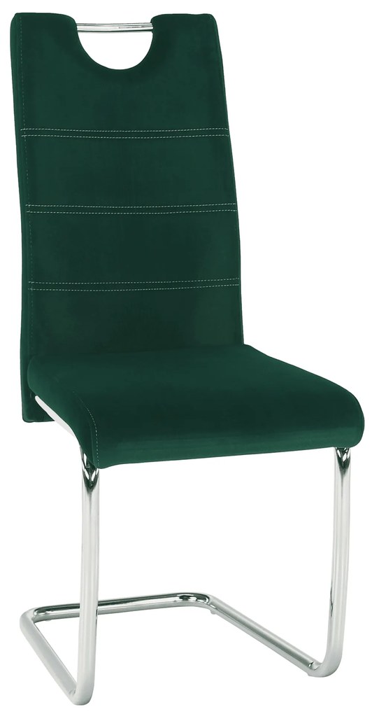 Kondela Jedálenská stolička, smaragdová Velvet látka/svetlé šitie, ABIRA NEW 70787