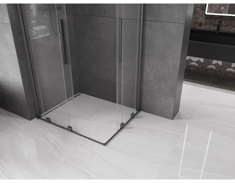Mexen Velar Duo, sprchový kút s posuvnými dverami 100(dvere) x 90(dvere) cm, 8mm číre sklo, grafitový profil, 871-100-090-02-66