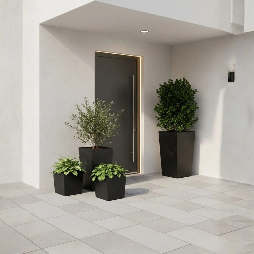 PLASTOVÝ KVETINÁČ PORTO 75X39,5X39,5 CM IMITÁCIA BETÓNU ČIERNA