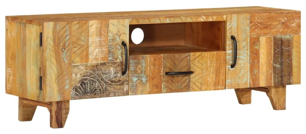 vidaXL Ručne vyrezávaná TV skrinka 120x30x40 cm masívne recyklované drevo