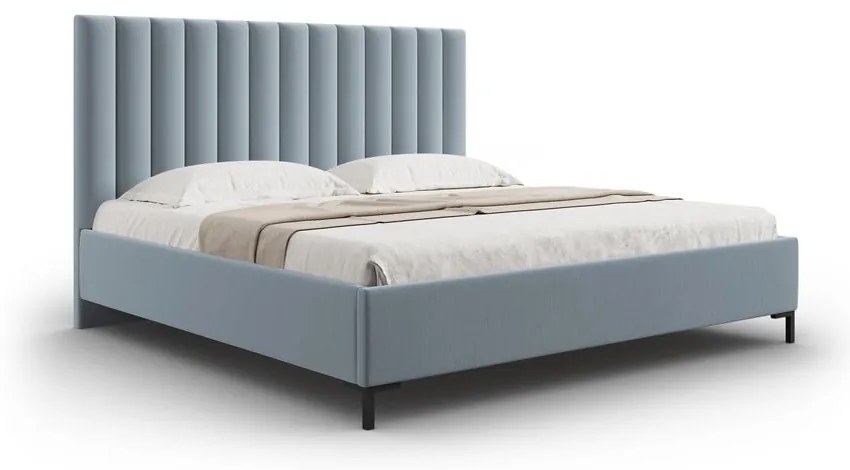 Svetlomodrá čalúnená dvojlôžková posteľ s úložným priestorom s roštom 160x200 cm Casey – Mazzini Beds