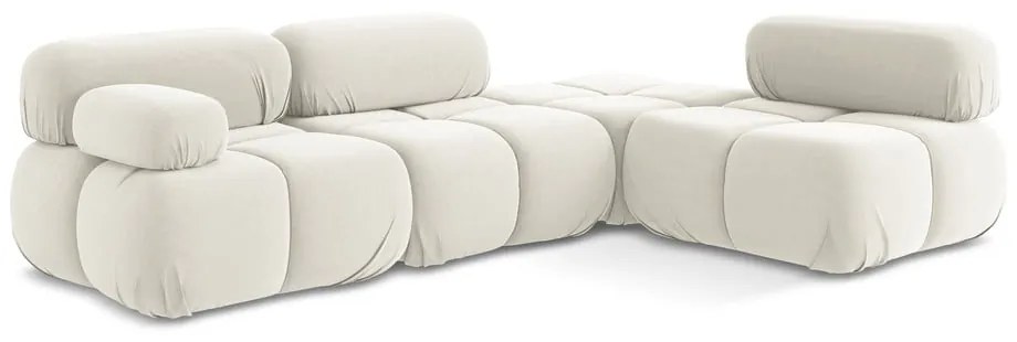 Biela zamatová modulárna rohová pohovka (pravý roh) Lokua – Makamii