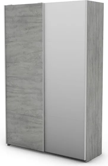 Šatníková skriňa Carlos 125/43 2D, šedý betón, 125 cm