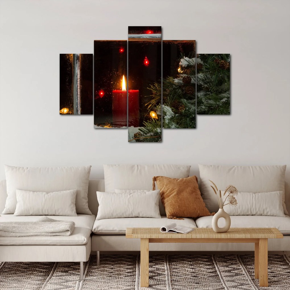 Obraz - Žiariaca vianočná sviečka (150x105 cm)