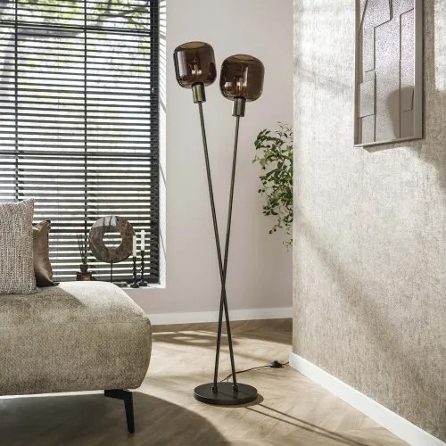 Stojaca lampa 84-30 Bronza 2L Brown Glass - Komfort-nábytok