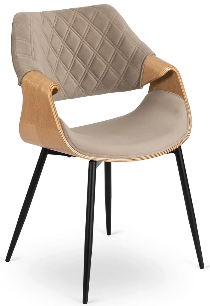 Jedálenská stolička DAKOTA béžová zamatová/zlatý dub