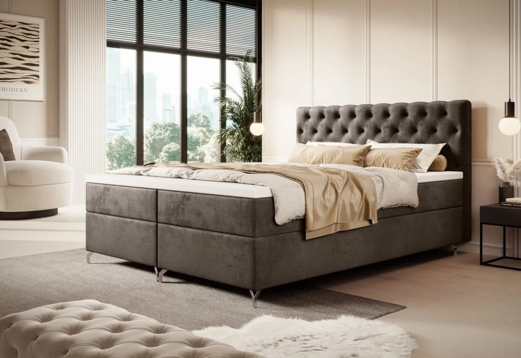 Čalúnená posteľ boxspring FESTER 2 - monolith 92 / 180x200