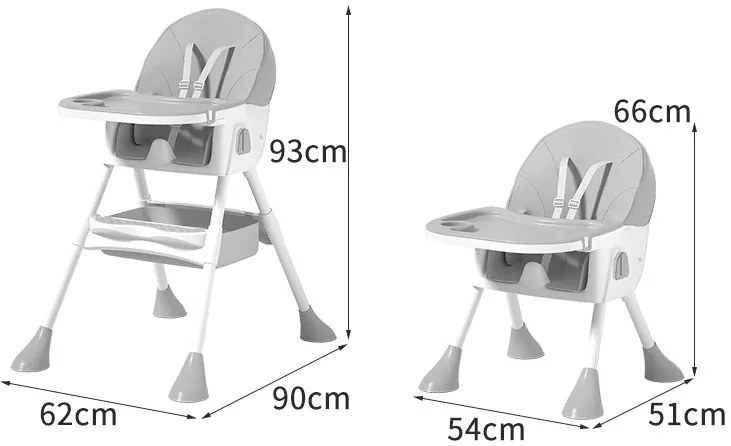 Stolička na kŕmenie KDK03 4v1 sivá + podbradník a kolieska ZDARMA