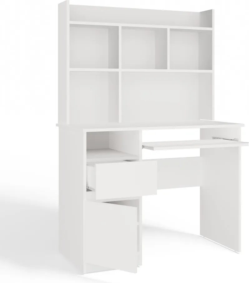 Písací stôl s nadstavbou PORTO ľavý matná biela