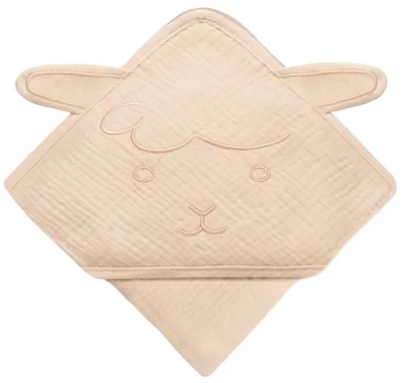 Lionelo - Detská mušelínová osuška s kapucňou Béžová Cappuccino