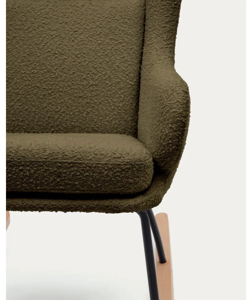 Zelené hojdacie kreslo z textílie bouclé Maustin – Kave Home