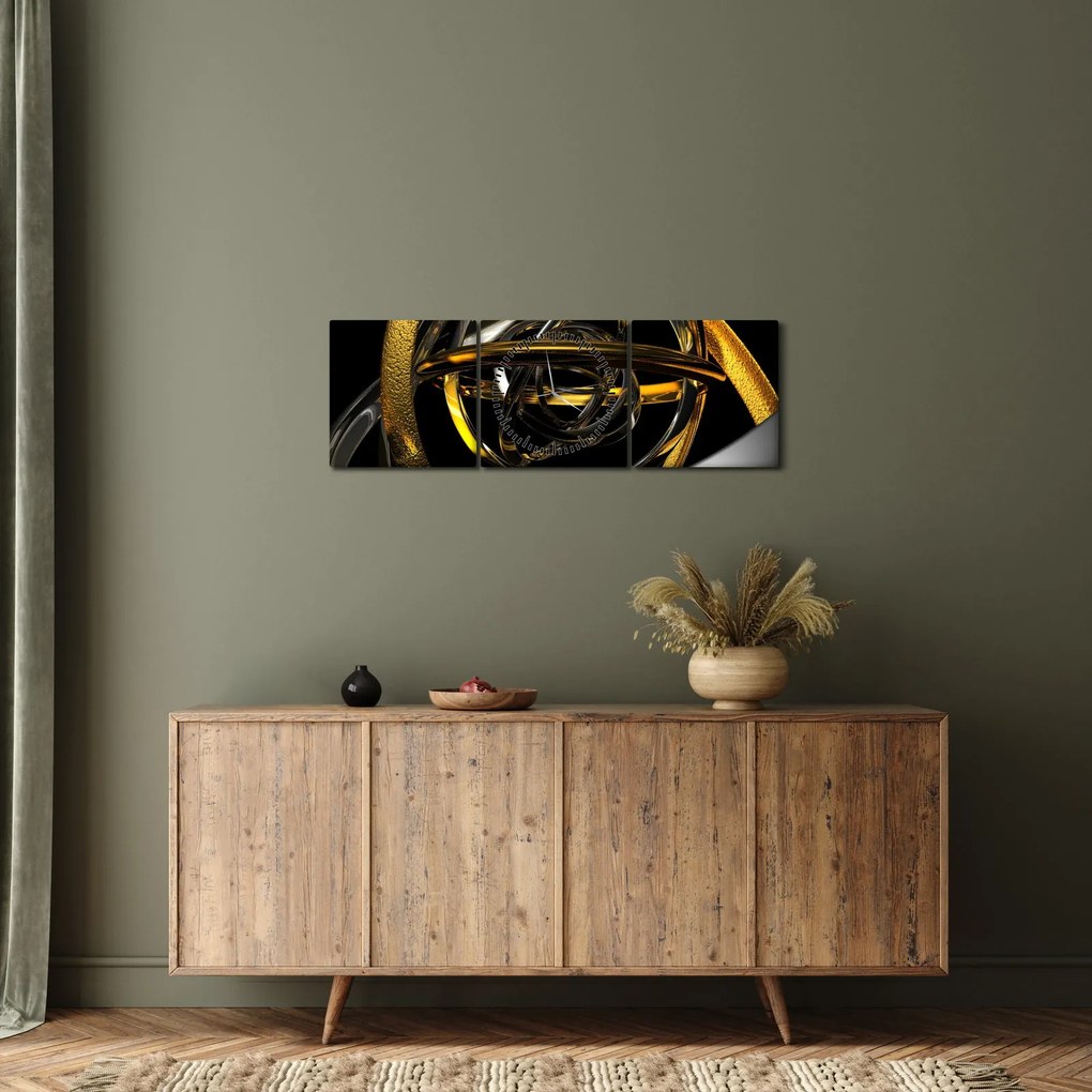 Obraz modernej abstrakcie (s hodinami) (90x30 cm)