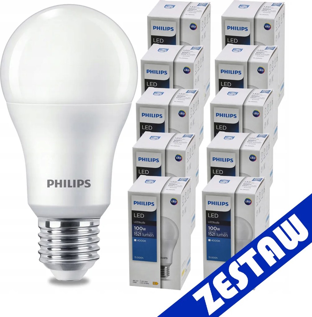 SADA 10 LED žiaroviek E27 A60 13W 1521lm LED žiarovka 4000K