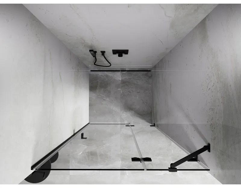 Mexen, Mexen Lunar pravé otočné sprchové dvere 75 cm, transparentné, čierne - 834-075-000-70-00-P