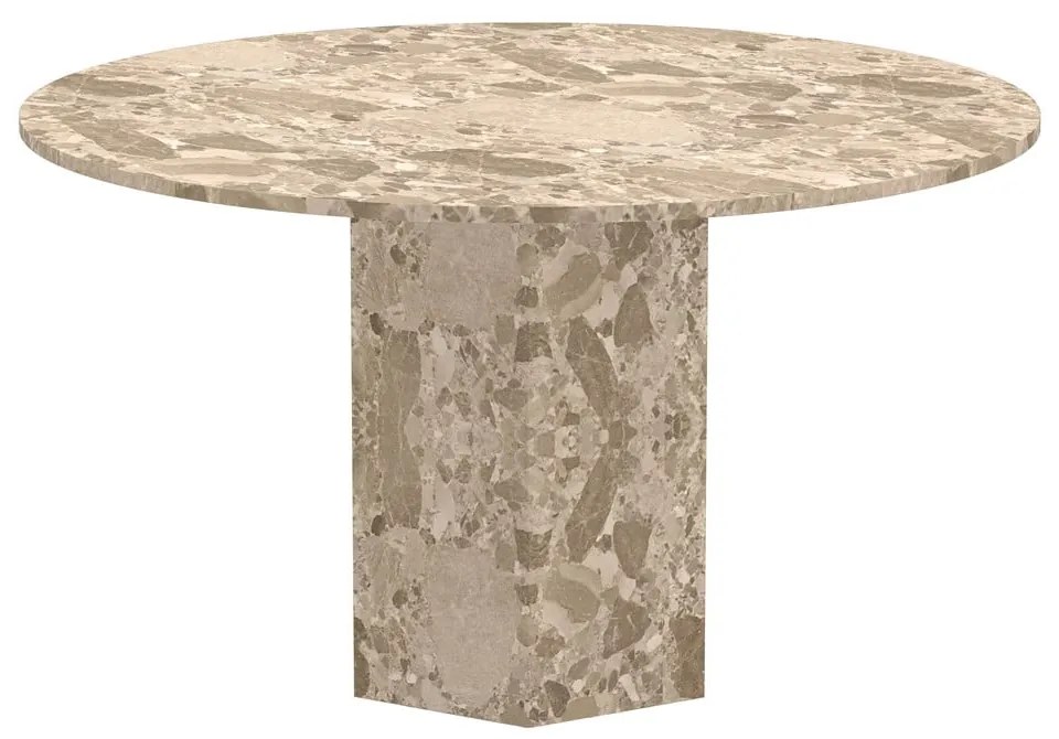 Svetlohnedý mramorový okrúhly jedálenský stôl ø 130 cm Naxos – Actona