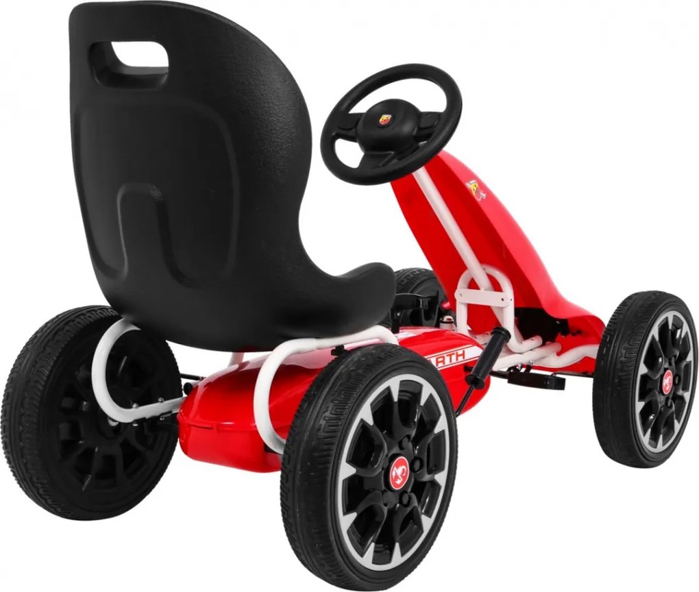 Ramiz ABARTH pedálová motokára pre deti Červená + EVA kolesá + ručná brzda + voľnobeh