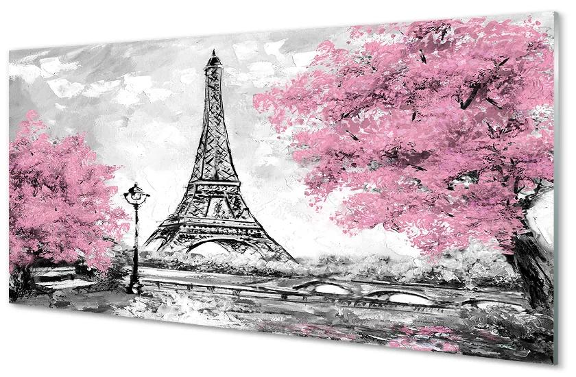 Nástenný panel  Paris jarný strom 140x70 cm