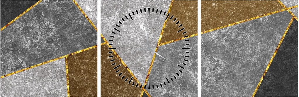 Obraz - Imitácia materiálov (s hodinami) (90x30 cm)
