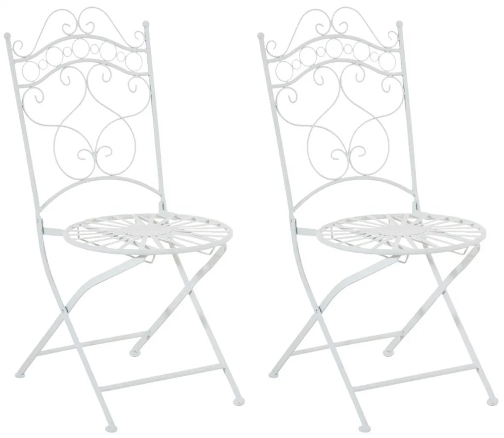Kovová stolička skladacia Indra (SET 2 ks) - Biela