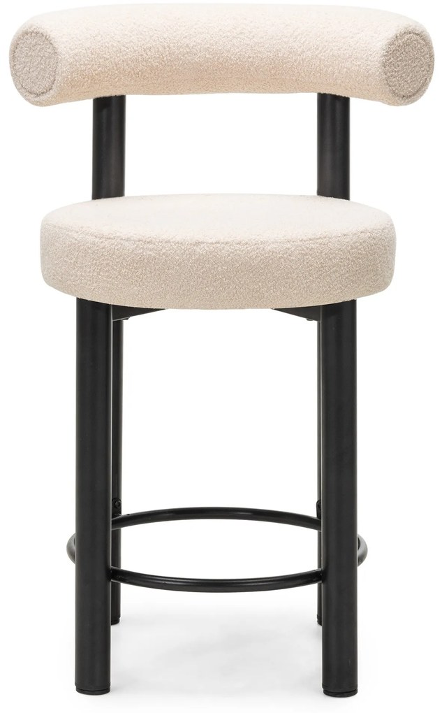 Barová stolička Pedro bouclé ecru/čierna