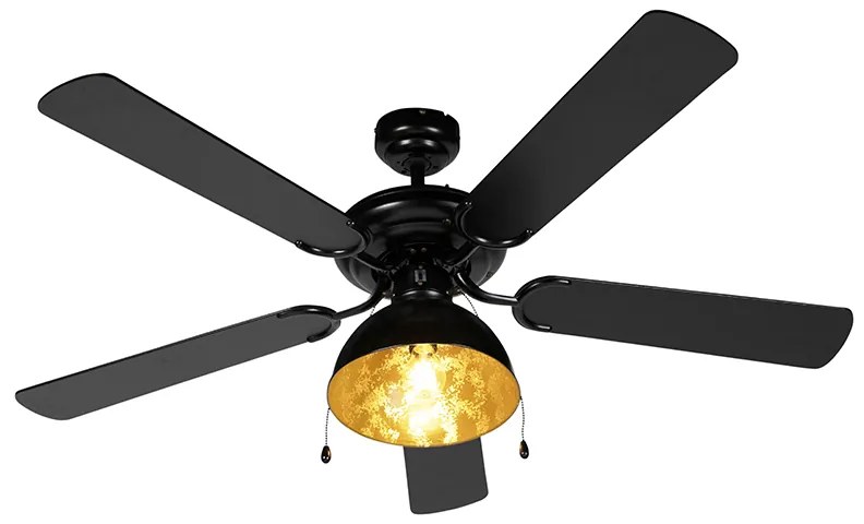 Stropný ventilátor čierny s béžovou farbou 130 cm s ťahacím káblom - Mistral Magna