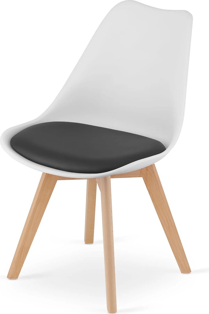 AKCIA Bielo-čierna stolička BALI MARK s bukovými nohami II. akosť